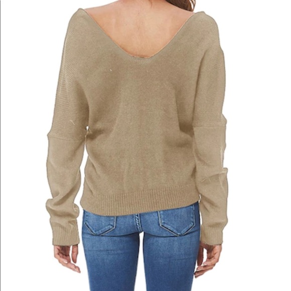 🧡SOLD🧡Crisscross V Neck Sweater Tan/Brown - Picture 2 of 5